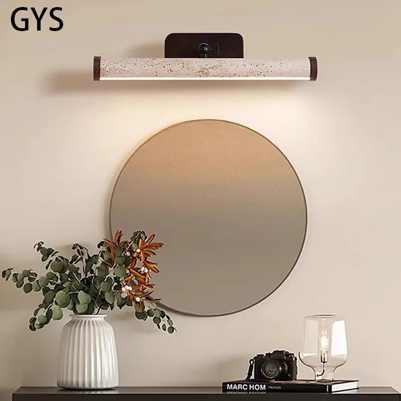 

Led Wall Lamp Yellow Cave Stone Mirror Light Wabi Sabi Style Bedroom Beside Long Strip Lighting Fixture Dressing Table Adjust