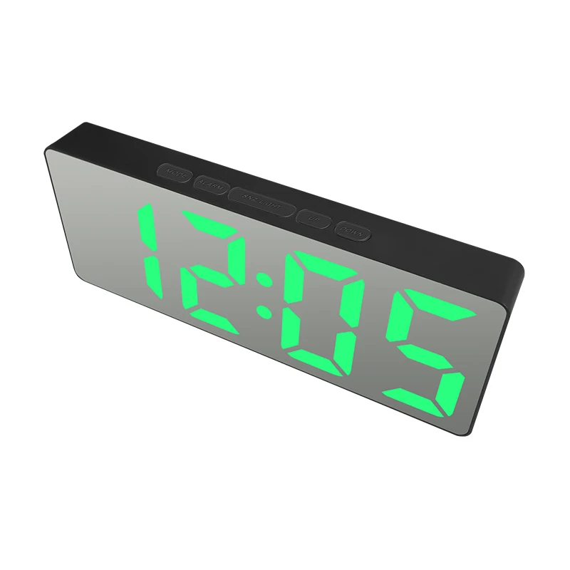 1pc LED Mirror Digital Clock Bedroom Office Travel Electronic Table Clock Desktop Makeup Mirror Alarm Clock Temperature Function