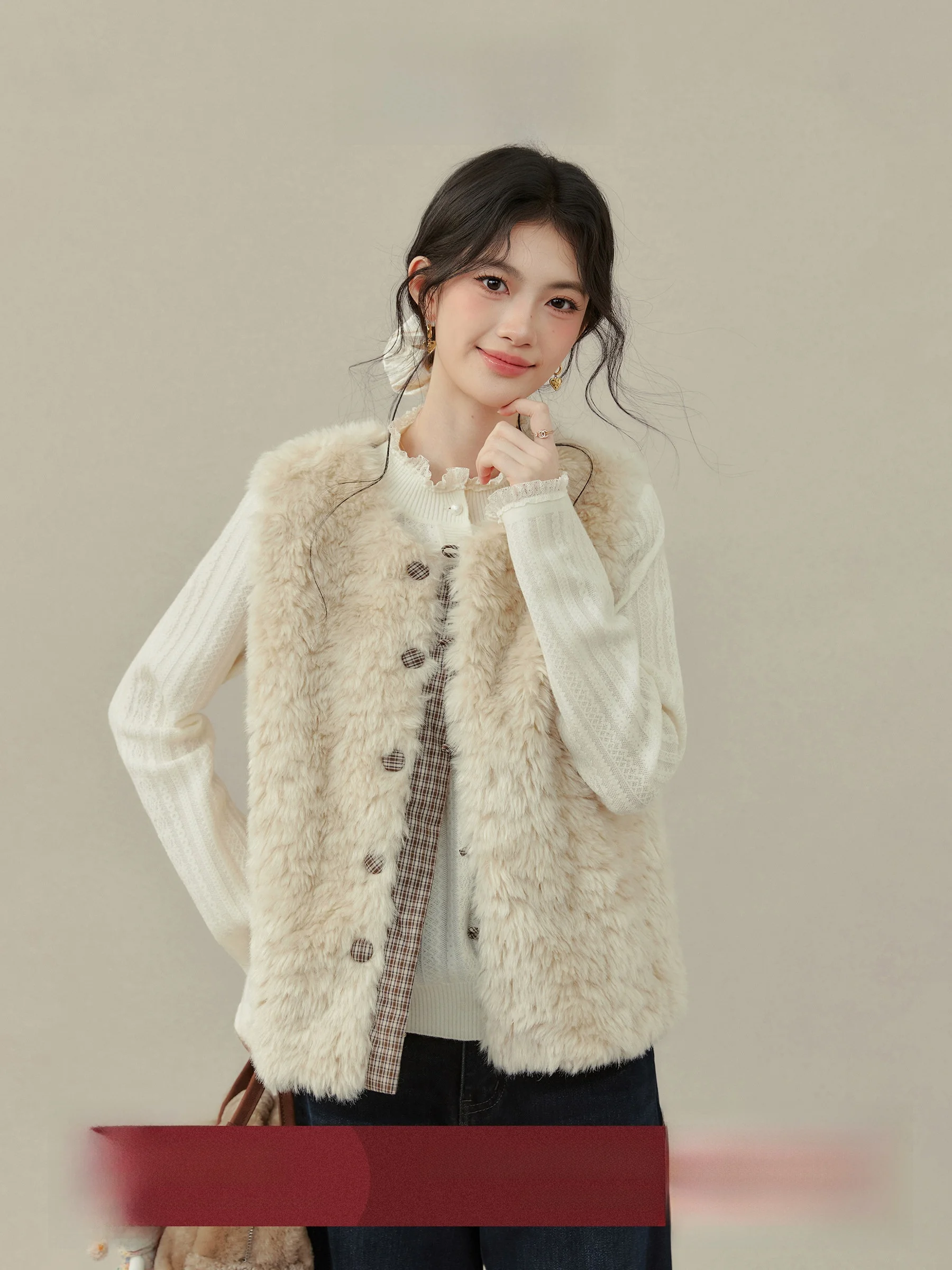 

Furry Vest Outerwear Women's Base Layer Snowflake Fluffy T-irt Autumn Winter Set Commute Sle V-ne Regular Length Single...
