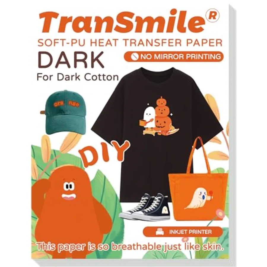 

PU-Heat Transfer Paper for T Shirts , 8.5 x 11'' Printable Heat Transfer Vinyl for Fabrics Iron on Transfers for Inkjet Printer