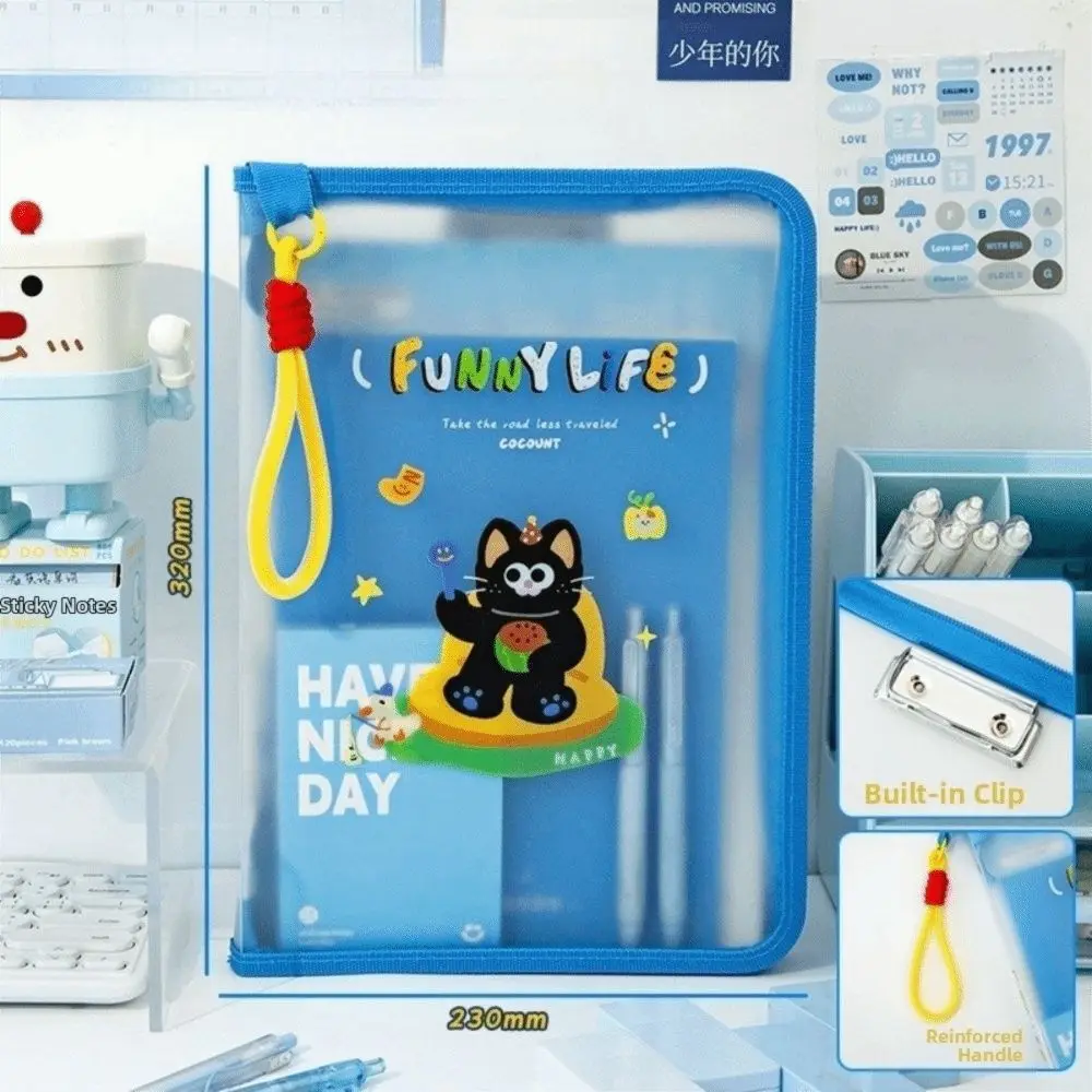 大容量 A4 ファイル収納袋手持ちポータブルファイルバッグ透明防水データ収納袋文具収納