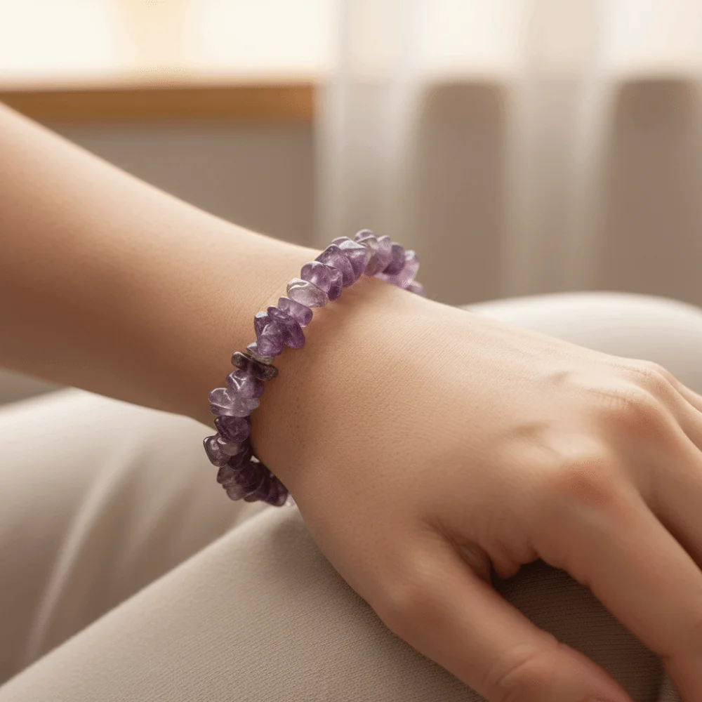Elegant Natural Stone Bracelet Amethyst Hematite Crystal Bracelet Crushed Stone Irregular Chips Gemstone Jewelry Jewelry Gift