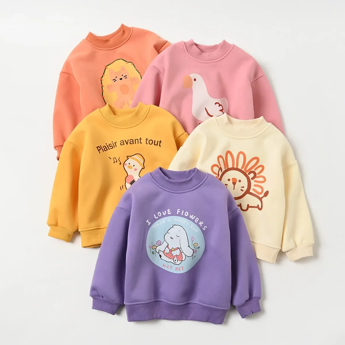 Fleece Children Sweatshirts Winter Plus Velvet T-shirts for Kids Cartoon Boys Girls Blouse Thicken Baby Pullover Toddler Outfits