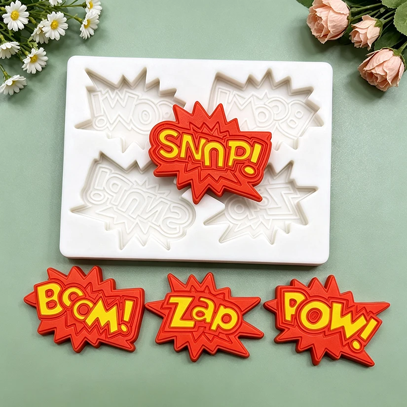 Cheer BCCM SNAP POW ZAP Silicone Sugarcraft Mold Resin Tools Cupcake Baking Mould Fondant Cake Decorating Tools