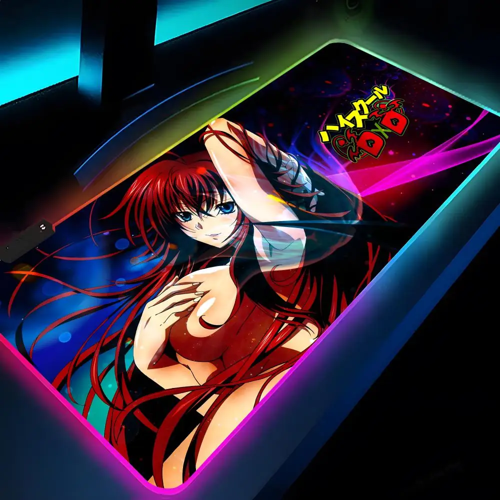 

Коврик для мыши Rias Gremory DxD для старшей школы, игровой коврик для ноутбука Rgb Xxl с подсветкой клавиатуры, настольные Коврики для девочек