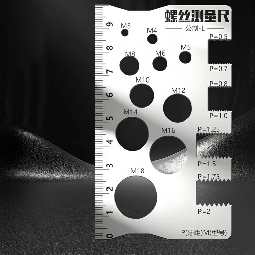 Durabler Stainless Steel Ruler Screw Measuring Ruler Precise Pitch Measurement Thread Gauge Screw Measurement Ruler Measuring