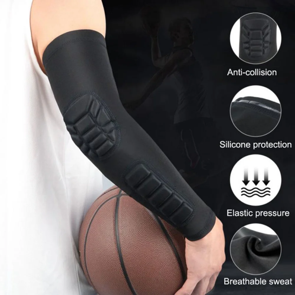 1PCS Sport Elbow Pads Elastic Basketball Arm Sleeve Crashproof Honeycomb Elbow Support Elbow Protector Guard Sport