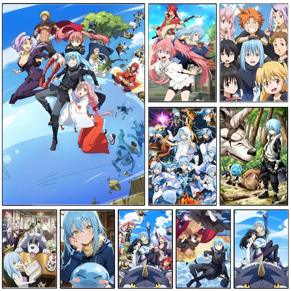 Anime Reincarnated Slime Poster  Self-adhesive Art Waterproof Paper Sticker Coffee House Bar Room Wall Decor