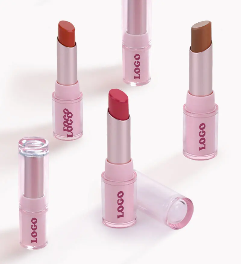 ฉลากส่วนตัว Matte ลิปสติก Nude Peach Brown Cherry Shades Velvety Smooth Long-Lasting Rich Pigment ลิปสติกสีชมพู