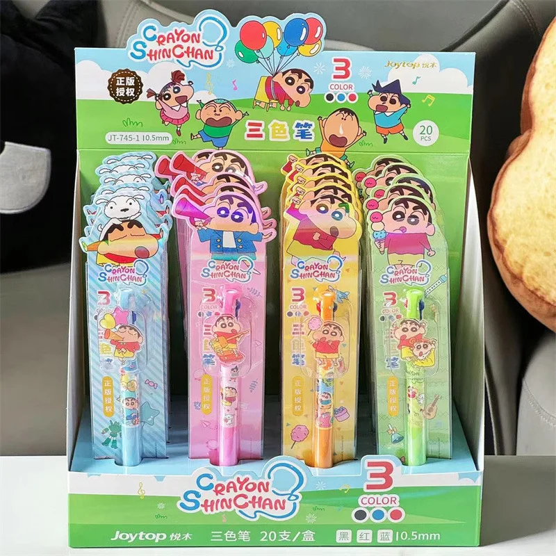 

4/20pcs Anime Crayon Shin-Chan 3 Colors Push Patch Gel Pen Student Stationery Supplies Color Key Marker Gift Wholesale