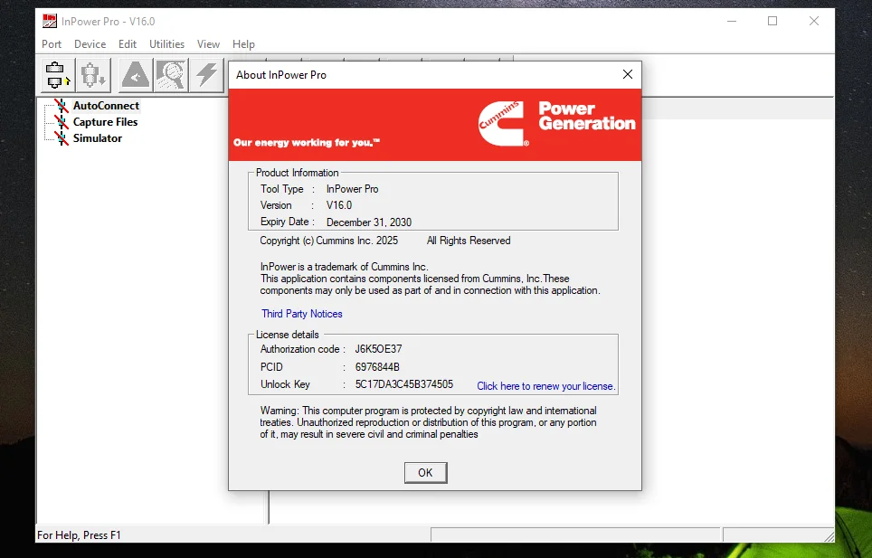 For InPower Pro 16 (GenSet Diagnostic)+keygen+online Patch+expiration Extender To 2040