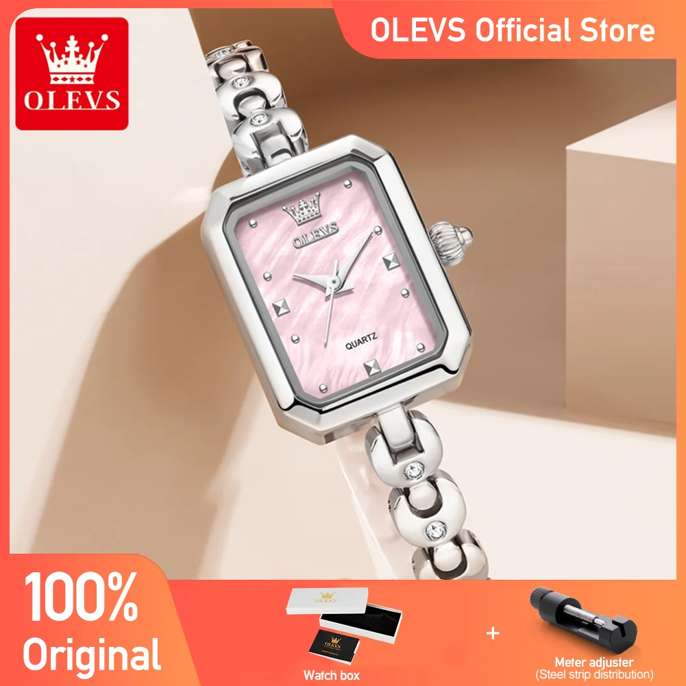 olevs-3665-レディース腕時計-スクエアクォーツ-防水-夜光-ブレスレットストラップ-エレガント-ファッション-新品