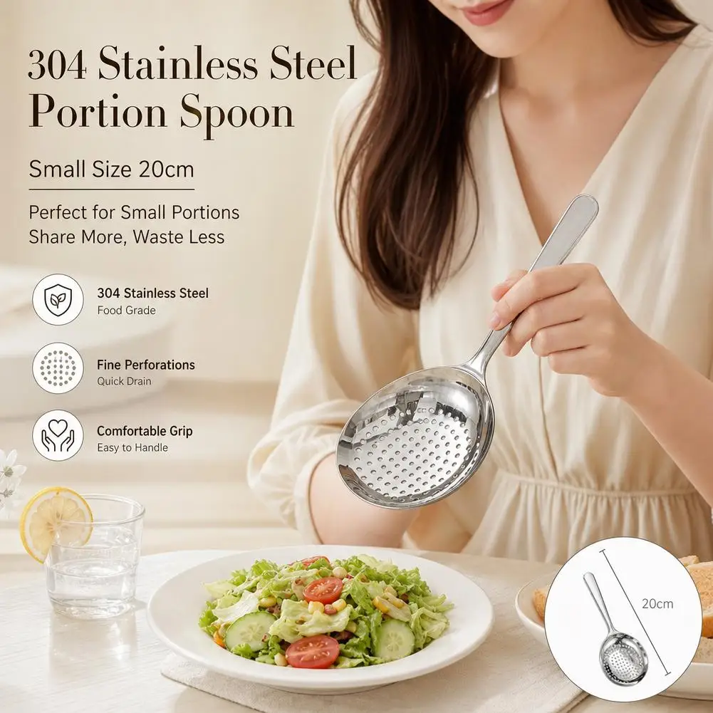 304 Stainless Steel Serving Spoon Solid & Slotted Scoop Buffet Banquet Food Serving Colander Spoon Kitchen Utensil