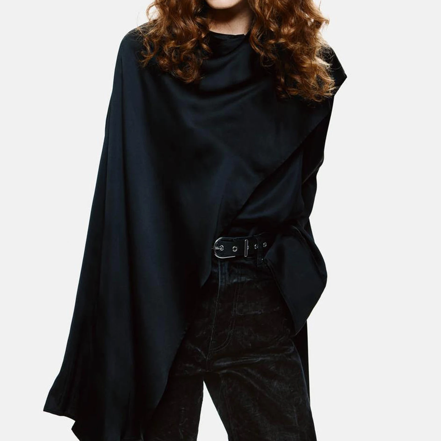 Faionable لون نقي irt التفاف علوي تصميم بسيط المرأة Sle الخريف 2025 Z غير المتكافئة Batwing Sve لباس غير رسمي #2