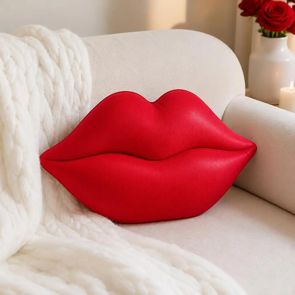 Kiss Mouth Art Design Shaped Pillow Cushion Irregular Stuffed Throw Pillows for Sofa Home Decoration Gift