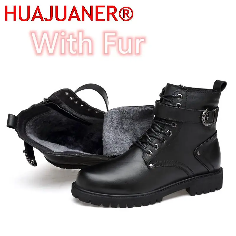 

Top Quality Mens Winter Boots Fashion Genuine Leather Warm Snow Boots Comfortable Non-Slip Men Outdoor Ankle Boots Cowboy Botas