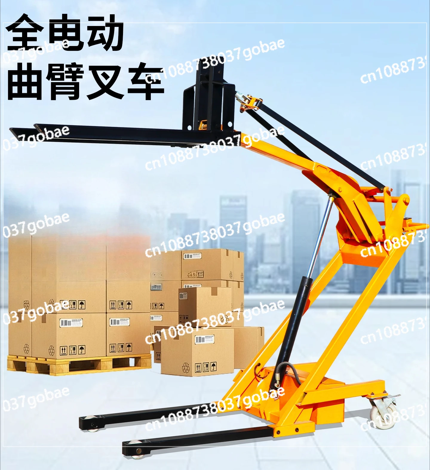 Portable crank arm lift truck Forklift small electric hydraulic household hand push loading and unloading truck