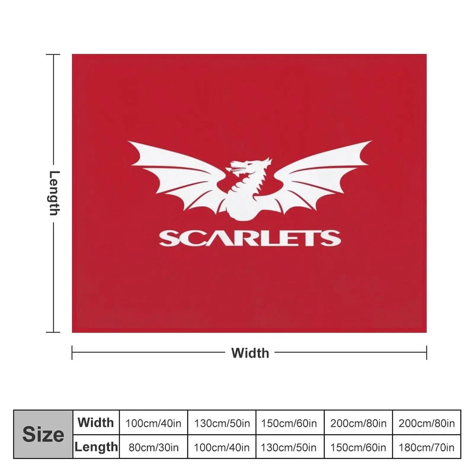 The Scarlets Rugby in White Throw Blanket Quilt Bed Blankets