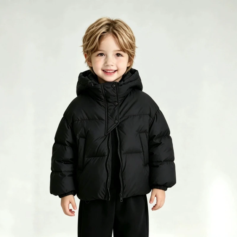 2026 Winter Design New Street Style Simple Solid Color Thickened Cotton Stand up Collar Coat