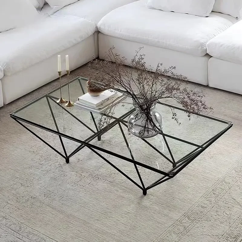 

AA coffee table Bauhaus studio medieval stainless steel transparent tempered glass rectangular table