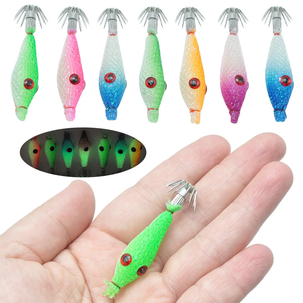 7 Pcs Squid Hook Octopus Cuttlefish Fishing Bait Luminous Fishing Bait Fluorescent Fishing Lures Fishing Lures for Fishing