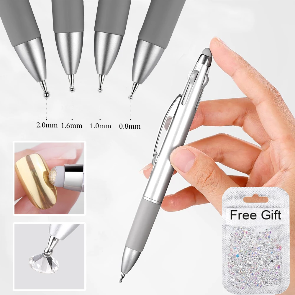 5-head 0.8/1.0/1.6/2.0mm Nail Dotting Pen Point Drill/Polka Dots/Gradient Nail Ballpoint Pen Chrome Powder Nail Silicone Brush