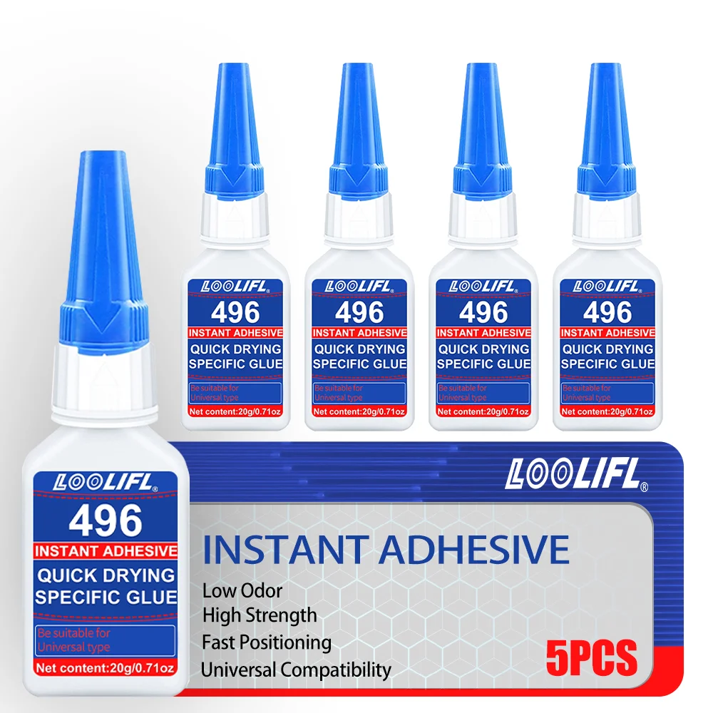 LOOLIFL496 Adhesivo Instantáneo 20g de Secado Rápido, Superpegamento Universal de Cianoacrilato para Manualidades DIY con Múltiples Materiales, Metal y Plástico