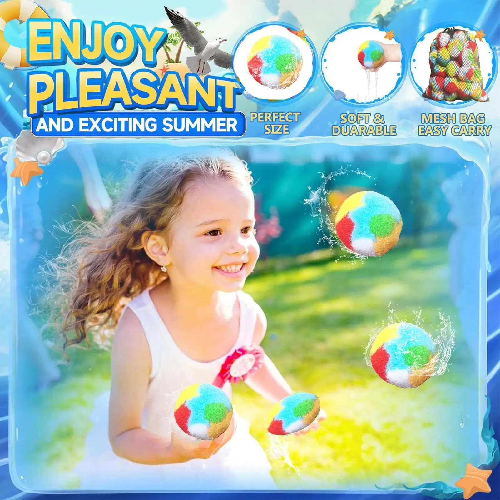 Palline d'acqua per piscina 60 pezzi Palloncino assorbente d'acqua Giocattoli Festa estiva Gioco all'aperto per le vacanze Giardino Cortile Spiaggia
