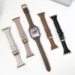 Slim Leather Strap For Apple Watch Series 10 42/46mm 9 8 7 41mm 45mm Band 38/42mm Ultra 49mm Bracelet iWatch SE 6 5 4 3 40/44mm