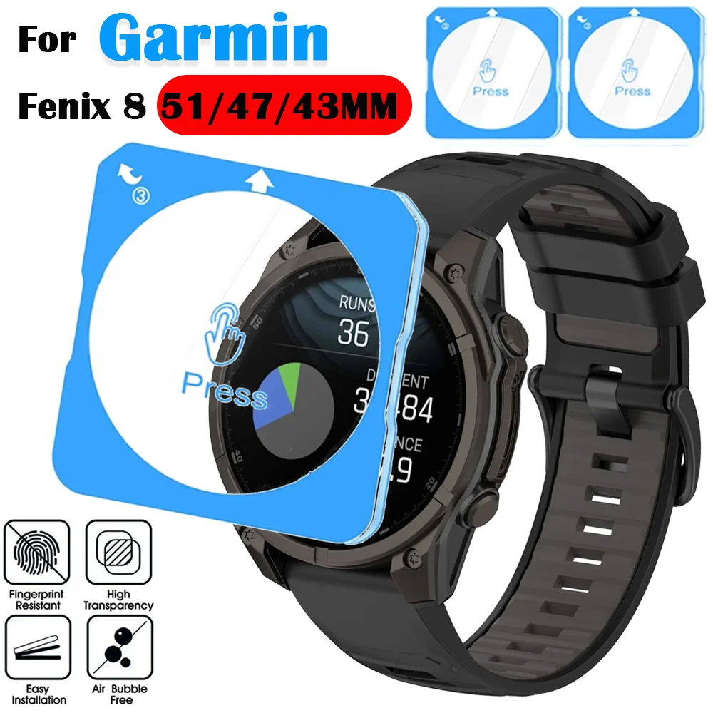 HD Easy To Install Tempered Glass for Garmin Fenix 8 43/47/51mm 1-2 Pack Screen Protector Glass Anti-scratch Film Fenix8 Cover