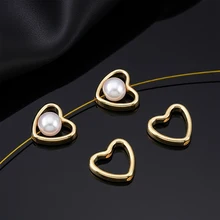 50/30pcs Heart Flower Frame Spacer Beads Double Hole Connector Ring for DIY Beading Earring Bracelet Necklace Making Materials