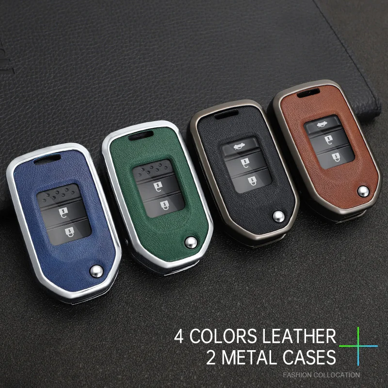 Zinc Alloy Car Key Cover Case For Honda Civic CR-V HR-V Accord Jade Crider Odyssey 2015- 2018 Protector Keychine Accessories