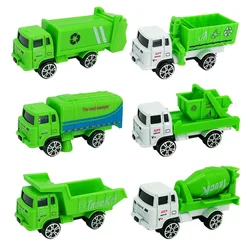 2Pcs Kids Puzzle Toys Simulation Mini Alloy Sanitation Engineering Car Toy Model Gliding Mixer Truck Garbage Truck Crane Toys