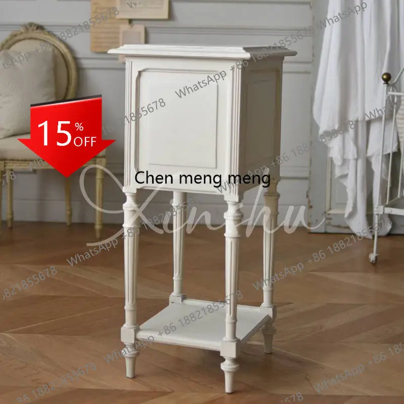 

Прикроватная тумбочка M78 в стиле французского ретро для спальни, маленькая, молочного цвета, американская, для дома, с функцией хранения