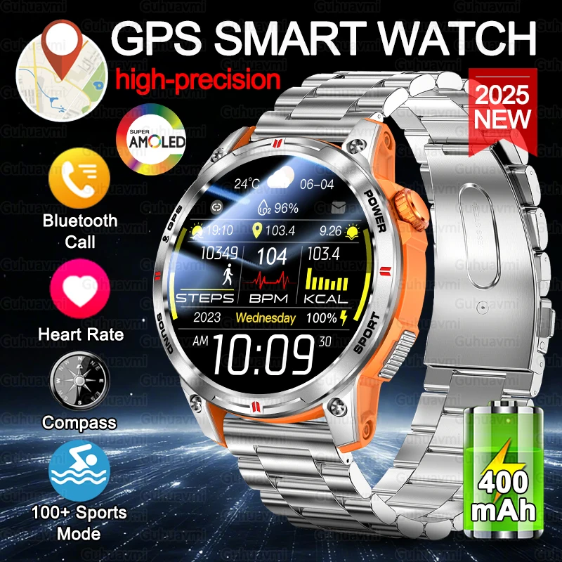

2025 New For Xiaomi GPS Smart Watch IP68 Waterproof Built-in Dual-band GNSS Compass 400mAh Battery Military Sport Smartwatch Men
