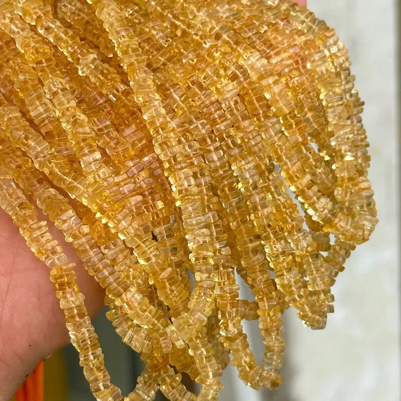 Citrine roundelle 4-6mm yellow  nature  for making jewelry necklace 38cm FPPJ wholesale loose beads