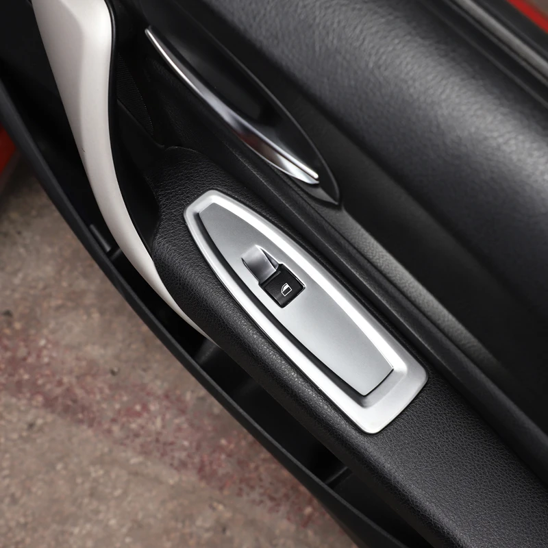 ABS Carbon Fiber/Silver for BMW 1 2 Series F20 F21 F22 F45 F46 14-19 Car Window Glasses Lift Button Cover Switch Frame Trim view 5