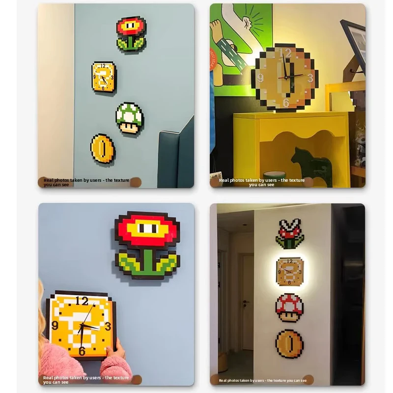 Super Mario living room clock, illuminated wall mounted clock light, wall mounted silent home, internet famous creative clock view 4