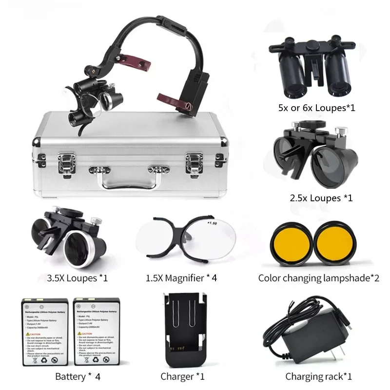 Upgrade Surgicals Headlight 5.0X 6.0x 3.5x 2.5x Magnification Binocular Loupes With Light  For Lab Equipment Headlamp