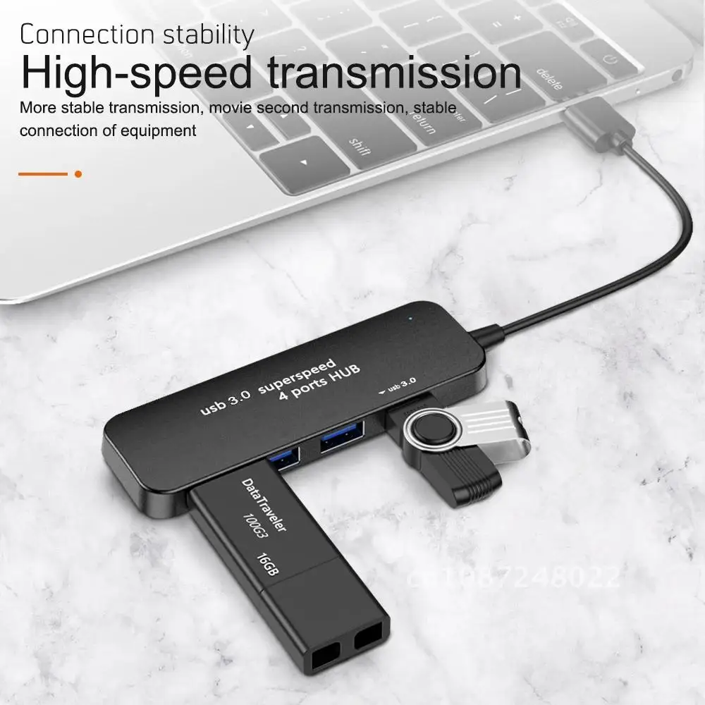 

Ultra-thin 4-port USB 3.0 HUB High Speed Indicator Light USB Hub For Multi-device Computer Laptop Desktop PC Adapter USB 3.0 HUB