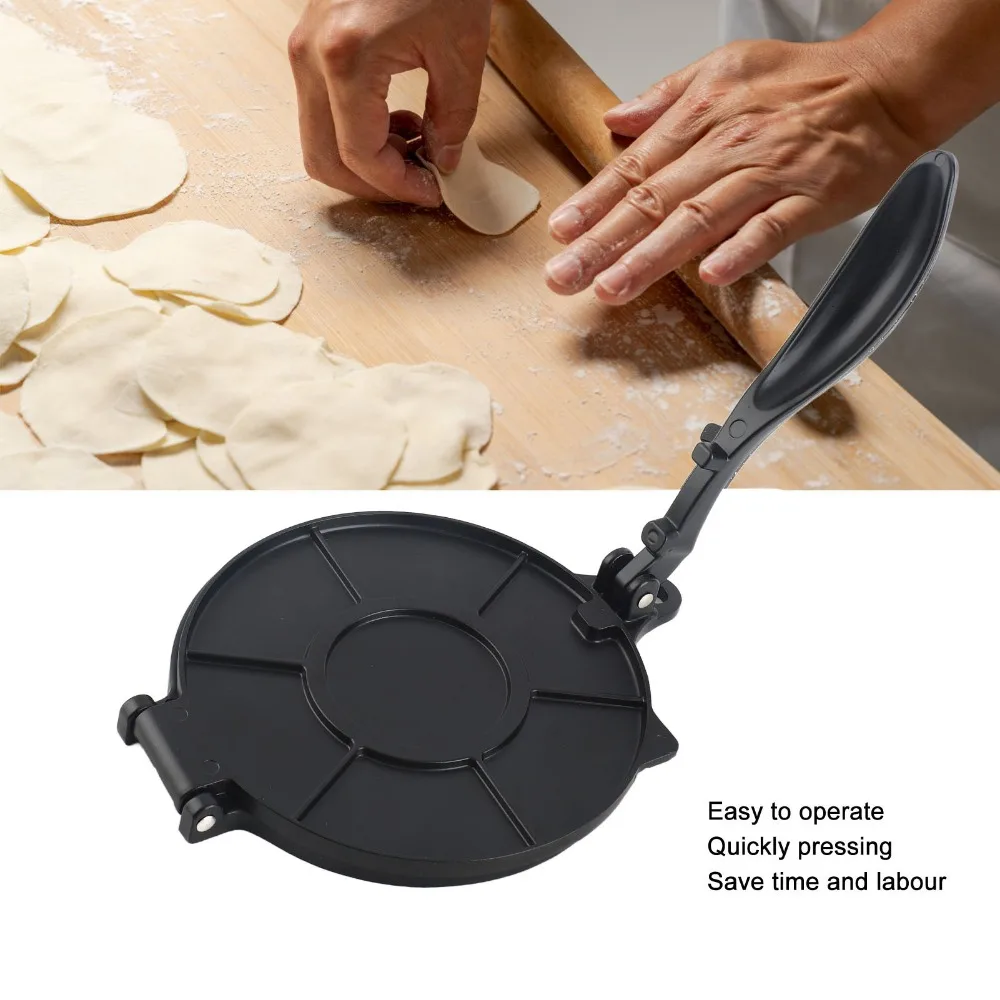 Aluminum Alloy Tortilla Press Black Non-Stick Dumpling Skin Press Multifunctional Easy to Operate Dough Press Home Baking