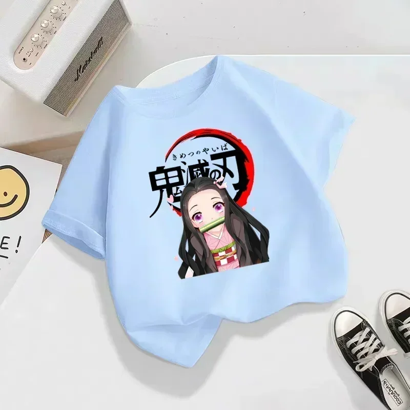 Kids Demon Slayer Anime Cartoon T-Shirt 2025 Children Blade of Ghost Summer Fashion Funny Clothes for Baby Girls & Boys