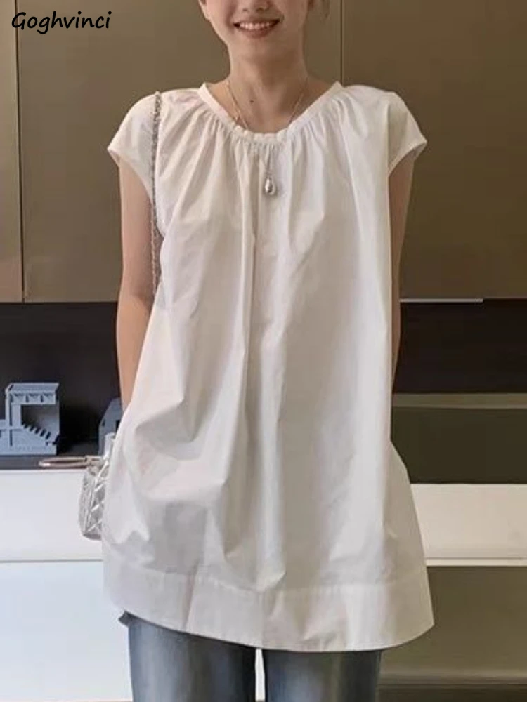 

Sleeveless Blouses Women Vintage Solid Streetwear Summer Cool French Style Clothing Elegant All-match Daily Tender Mujer Ulzzang