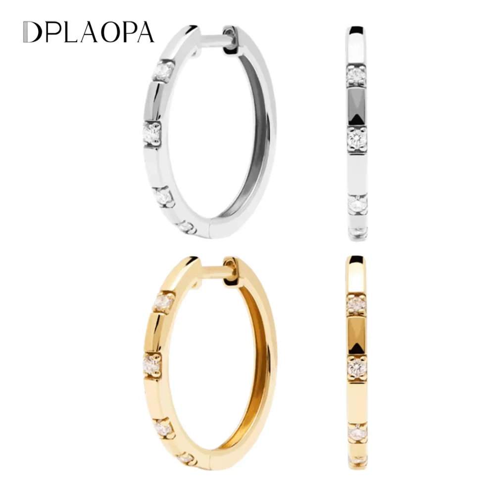 DPLAOPA 925 Sterling Silber 15 mm Gelbgold Frosty Hoops 2021 Damen Hochzeit Schmuck Clips Pendientes Kreis Ohrring Juwelen
