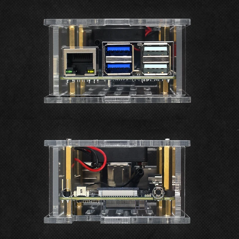 Orange Pi 5 Max Acrylgehäuse, transparente Schale, Lüfter, Aluminium-Kühlkörperantenne, optionale Schutzbox für Orange Pi 5 Max