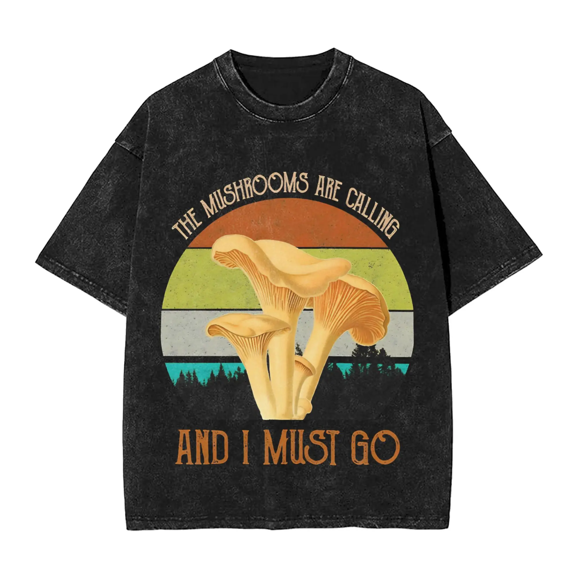 Mushrooms Are Calling Washed T Shirts Streetwear Hip Hop Novelty T-Shirts  Tees Men Women Short Sleeve Oversize