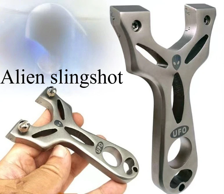 

New Stainless Steel Alien Slingshot Outdoor No Binding Fast Pressure Bow Flat Rubber Band Slingshot