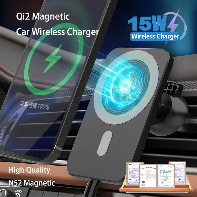 

Qi2 15 Вт Магнитное автомобильное беспроводное зарядное устройство для Magsafe iPhone Samsung Huawei OPPO Xiaomi Автомобильный держатель для телефона Быстрая автомобильная зарядка