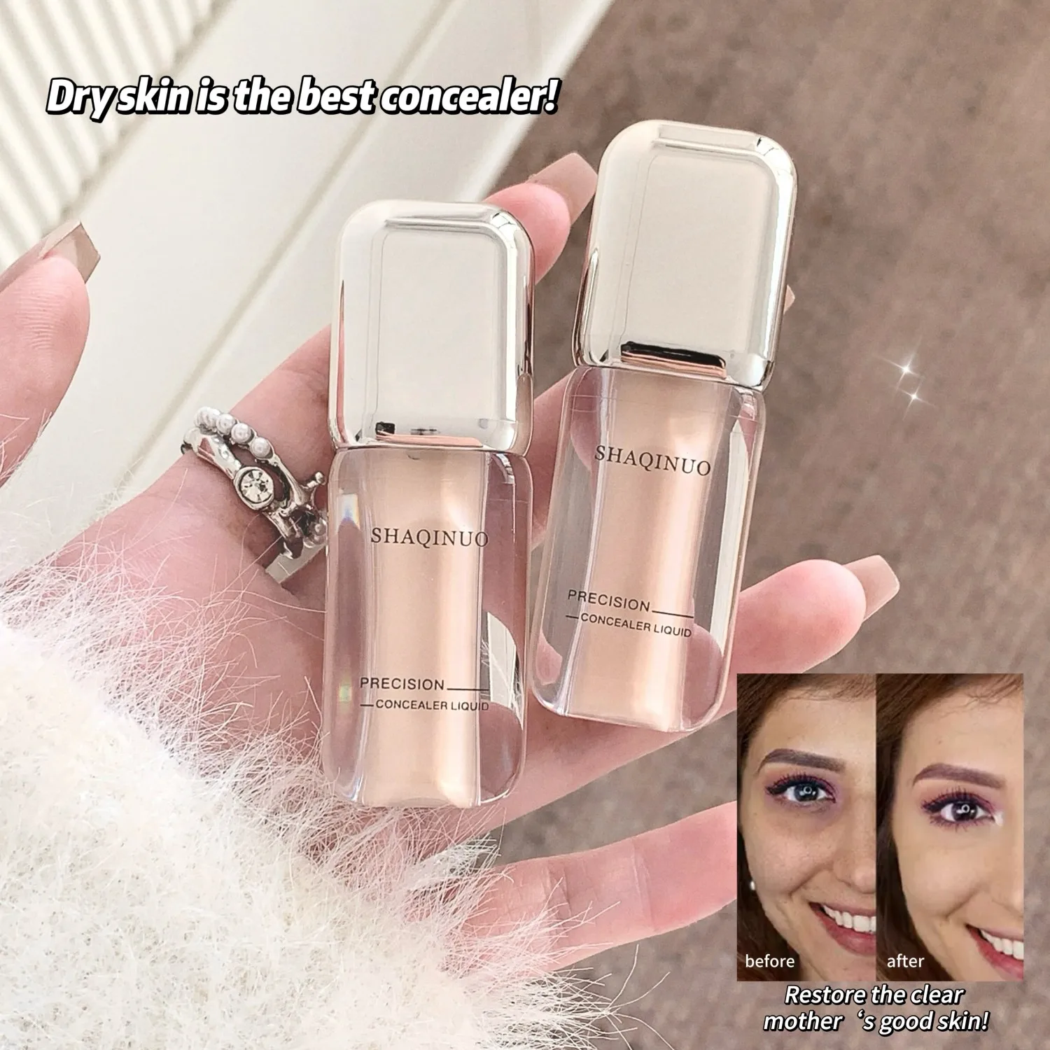 SHAQINUO 3-kolorowy korektor w płynie Korektor do trądziku Plamy Ciemne koła pod oczami Łza Długotrwały podkład nieusuwalny