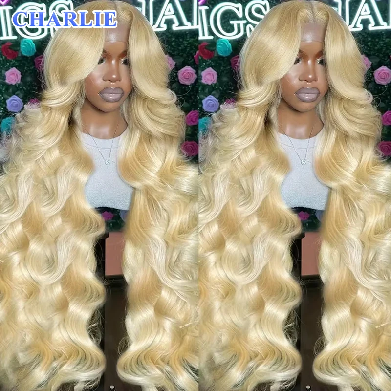 

613 Honey Blonde Color Wig HD Transparent Body Wave Frontal Synthetic Hair Wig For Women 13x4 Lace Front Wig Daily Party Use